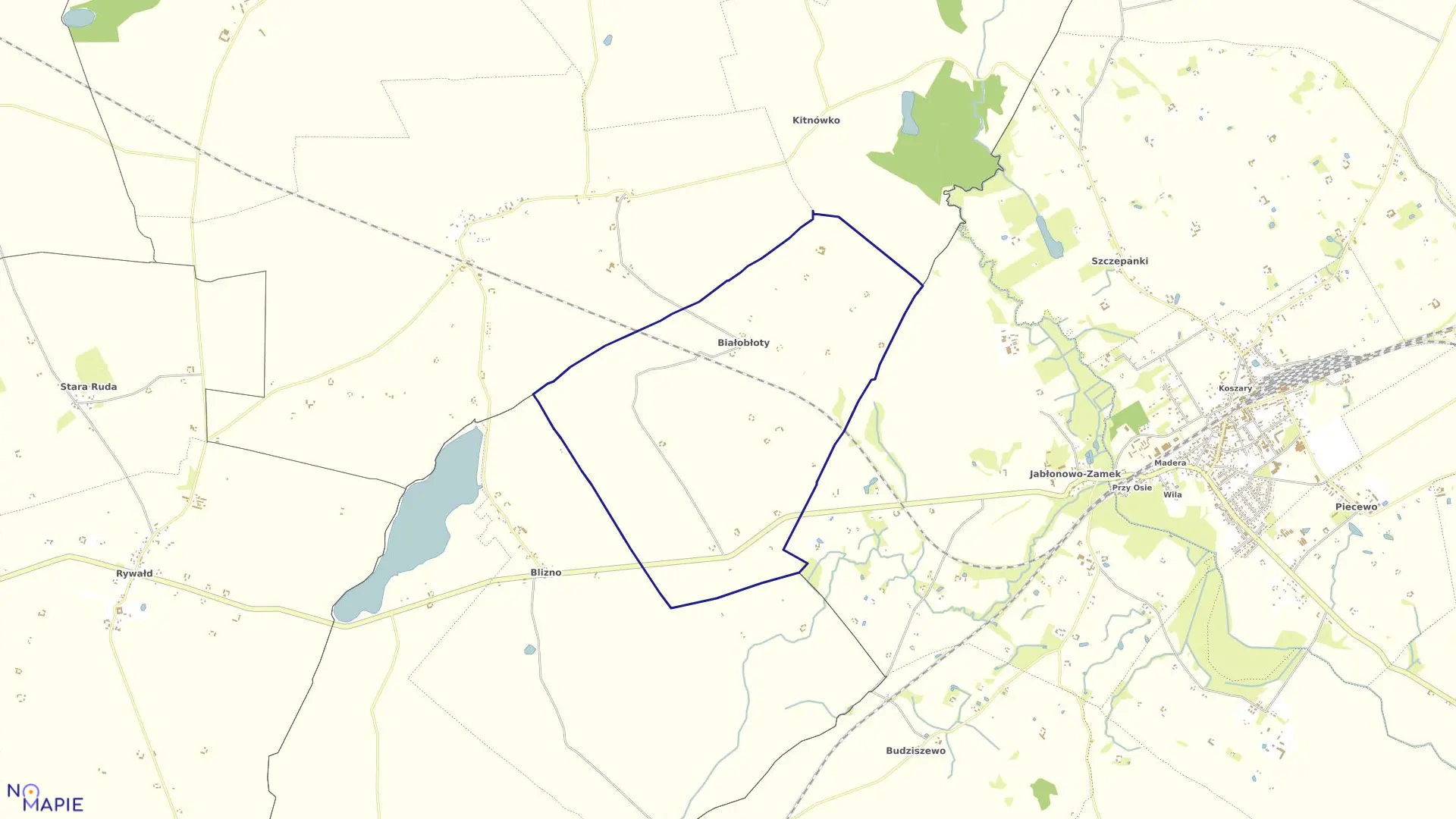 Mapa obrębu Białobłoty w gminie Świecie nad Osą