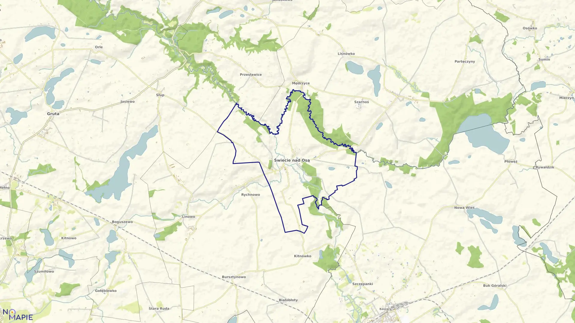 Mapa obrębu Świecie N/Osą w gminie Świecie nad Osą